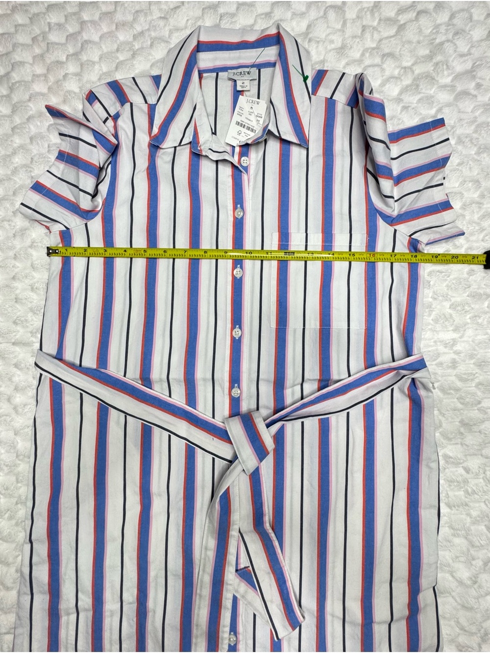 J. Crew Blue and White Striped Short-Sleeve Shirt Dress - Picture 5 of 9